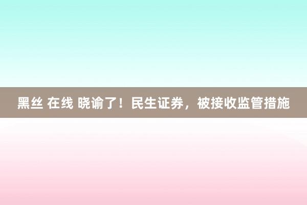 黑丝 在线 晓谕了！民生证券，被接收监管措施