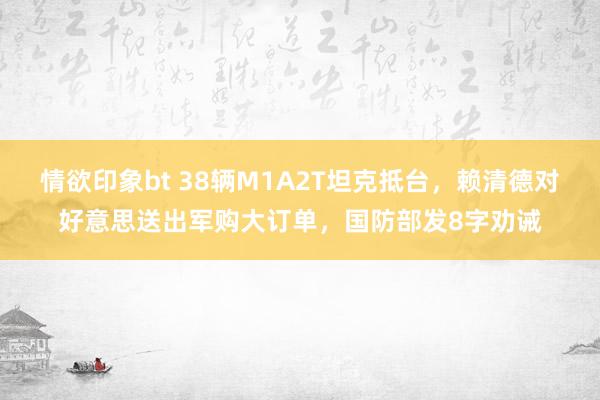 情欲印象bt 38辆M1A2T坦克抵台，赖清德对好意思送出军购大订单，国防部发8字劝诫