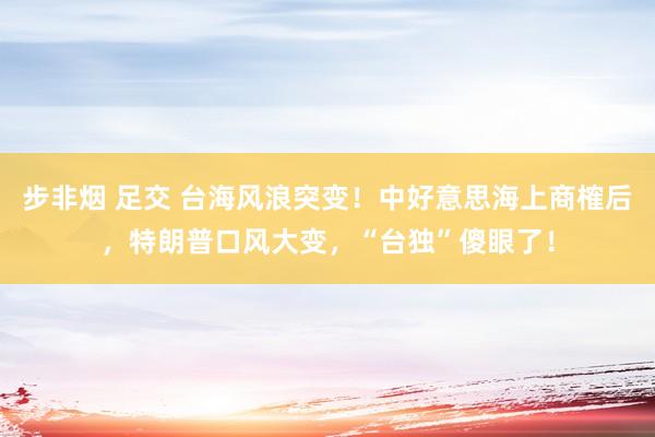 步非烟 足交 台海风浪突变！中好意思海上商榷后，特朗普口风大变，“台独”傻眼了！