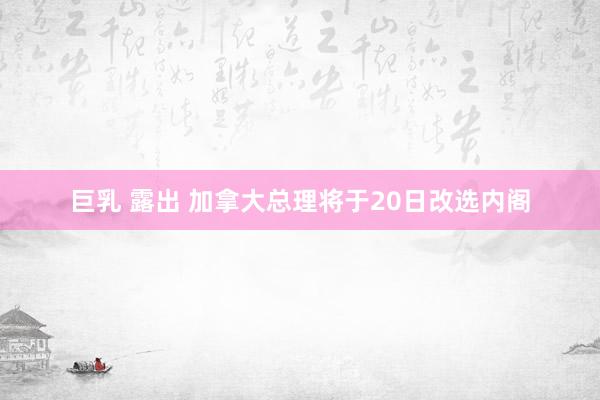 巨乳 露出 加拿大总理将于20日改选内阁