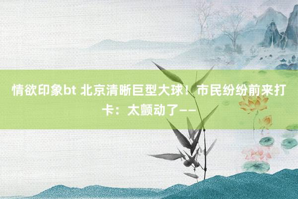 情欲印象bt 北京清晰巨型大球!市民纷纷前来打卡:太颤动了——