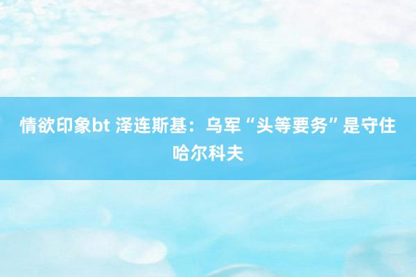情欲印象bt 泽连斯基：乌军“头等要务”是守住哈尔科夫