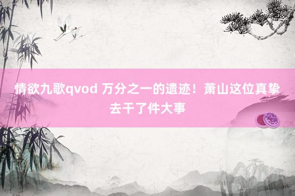 情欲九歌qvod 万分之一的遗迹！萧山这位真挚去干了件大事