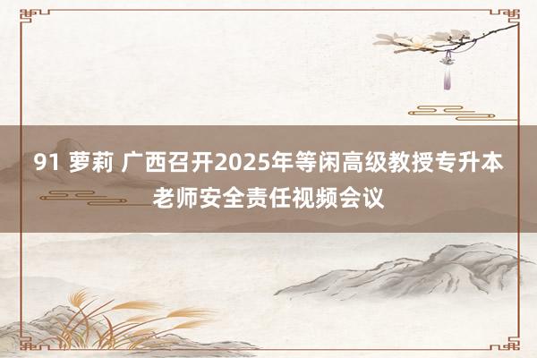 91 萝莉 广西召开2025年等闲高级教授专升本老师安全责任视频会议
