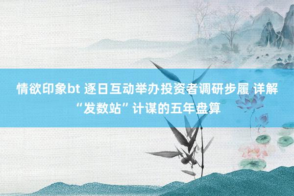 情欲印象bt 逐日互动举办投资者调研步履 详解“发数站”计谋的五年盘算