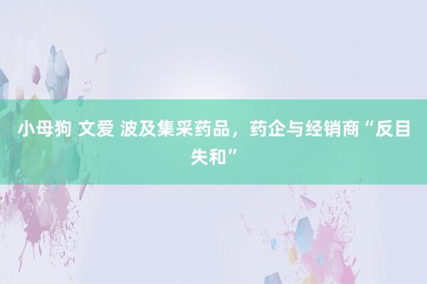 小母狗 文爱 波及集采药品，药企与经销商“反目失和”