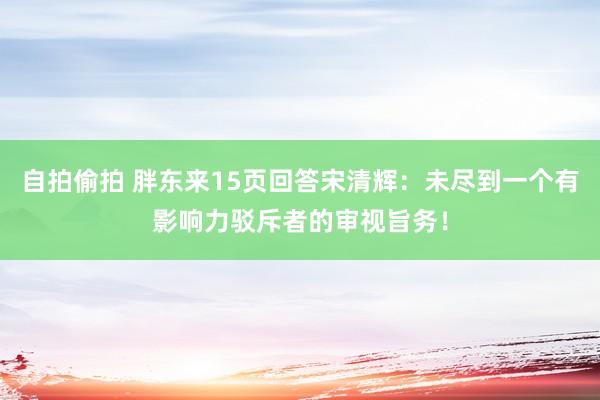 自拍偷拍 胖东来15页回答宋清辉：未尽到一个有影响力驳斥者的审视旨务！