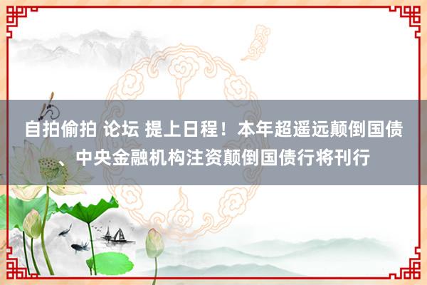 自拍偷拍 论坛 提上日程！本年超遥远颠倒国债、中央金融机构注资颠倒国债行将刊行