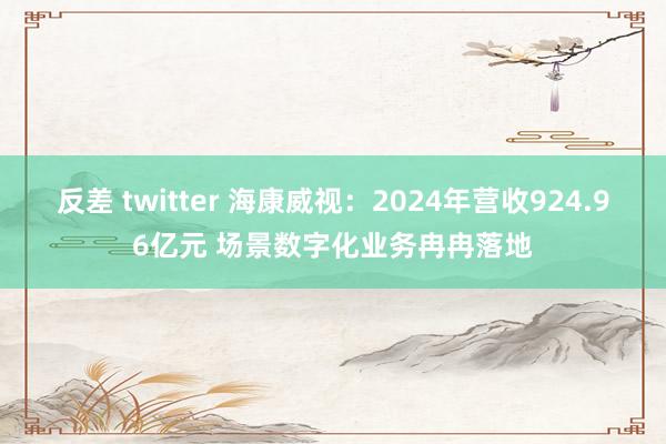 反差 twitter 海康威视：2024年营收924.96亿元 场景数字化业务冉冉落地