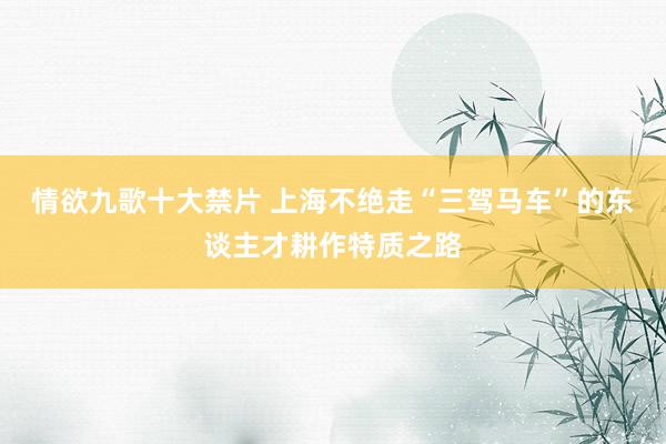 情欲九歌十大禁片 上海不绝走“三驾马车”的东谈主才耕作特质之路