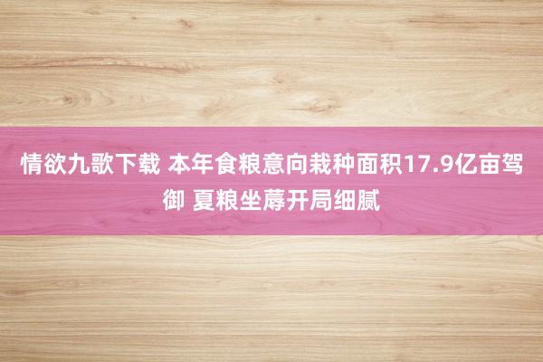 情欲九歌下载 本年食粮意向栽种面积17.9亿亩驾御 夏粮坐蓐开局细腻